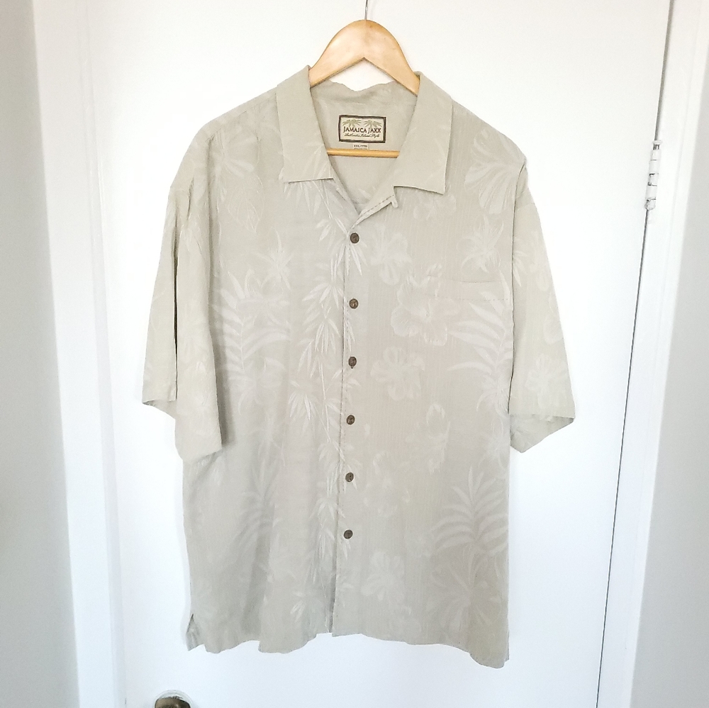 100% Silk  Jamaica Jaxx Mens  Short Sleeve Button Up Shirt Size XXL